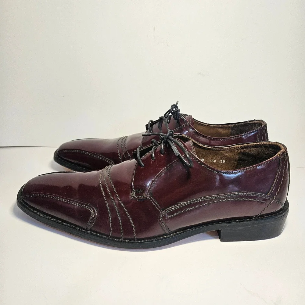 Stacy Adams Paramount Mens‎ Burgundy Patent Leather Bicycle Toe Oxford Shoes 8M